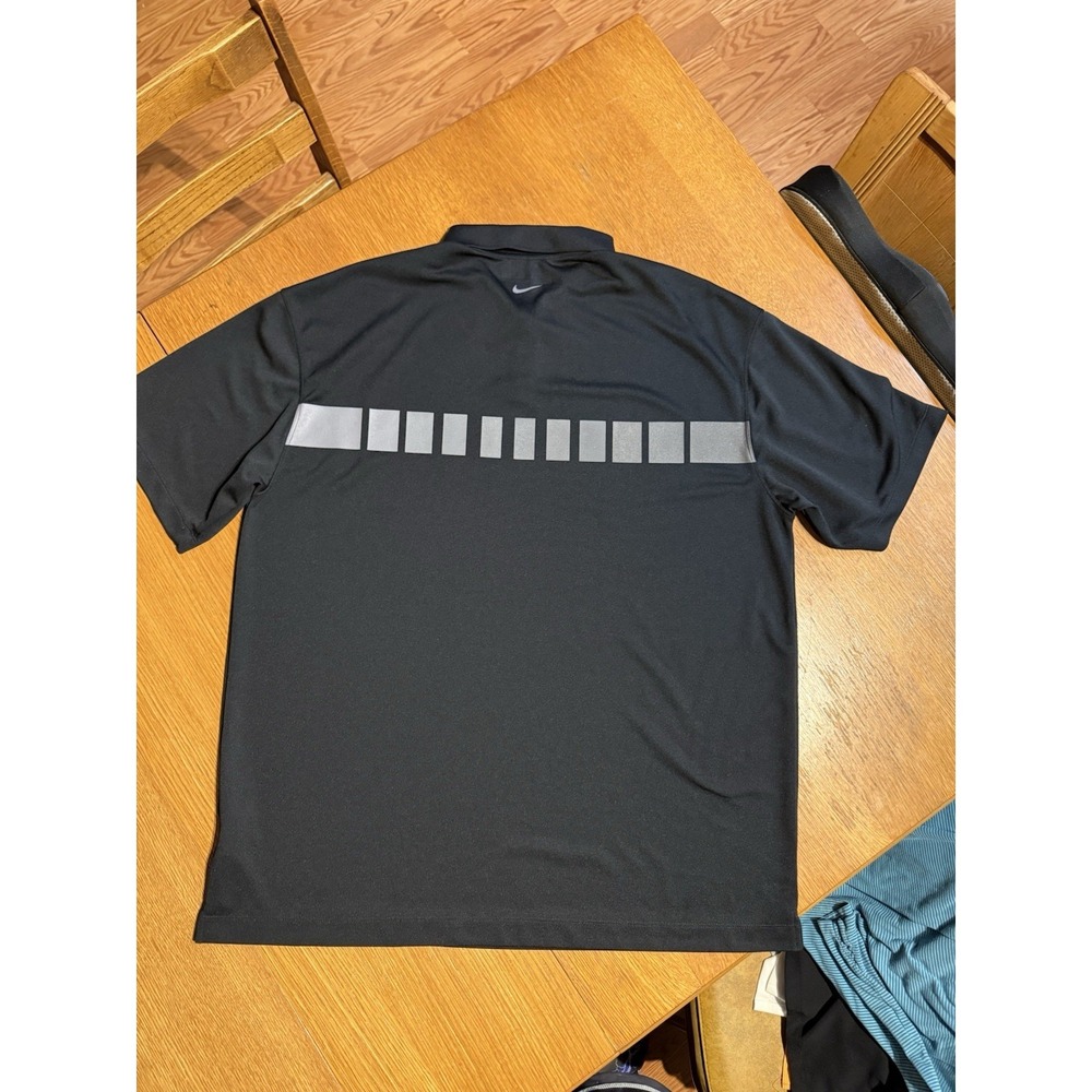 Nike Golf Dri Fit Polo Shirt XL Black Gray Graphic Stripe Swoosh Athletic - Picture 5 of 8